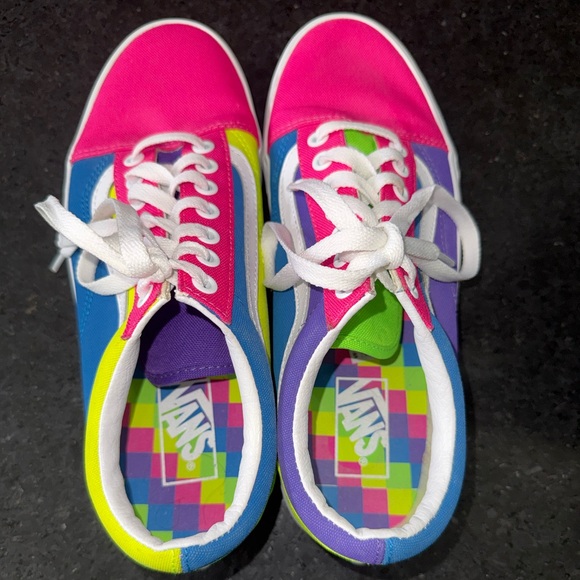 NEW VANS OLD SKOOL COLOR BLOCK  NEON FLUORESCENT BRIGHT SNEAKERS SZ M, W 9.5 - Picture 6 of 10